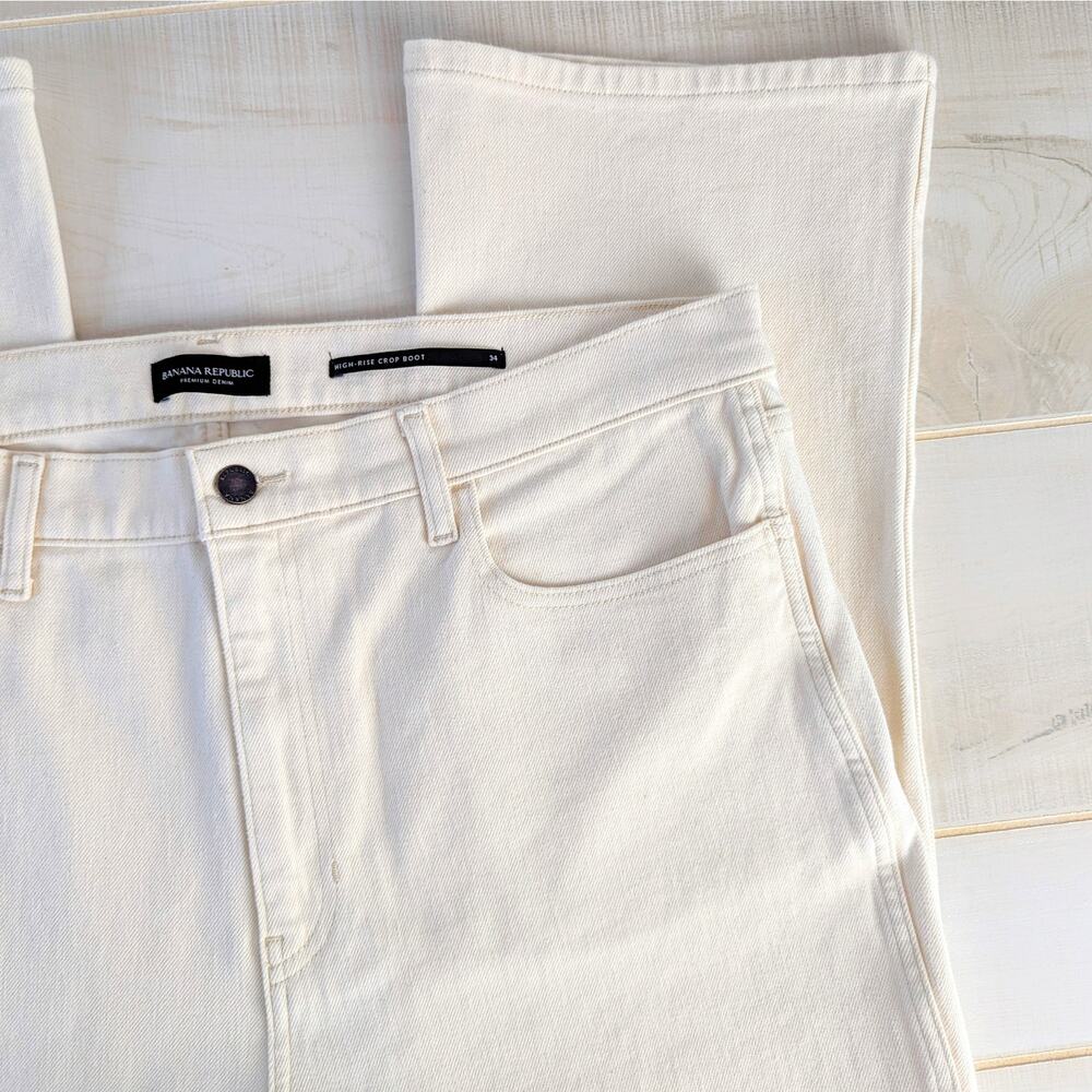 Banana Republic NWT White Ecru Wash High Rise Crop Boot Denim Jean Size 34 - Picture 3 of 9